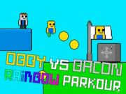 Peli Obby vs Bacon Sateenkaari Parkour verkossa Peli Obby vs Bacon Sateenkaari Parkour verkossa