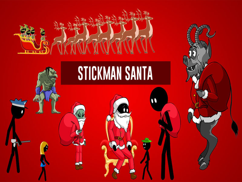 Peli Stickman joulupukki verkossa