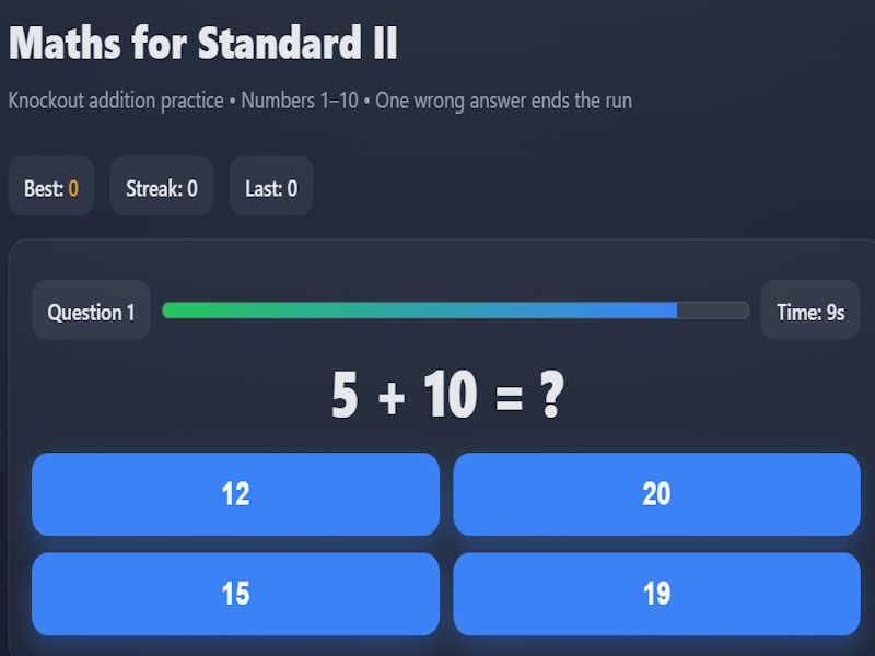 Peli Matematiikka standardille II verkossa